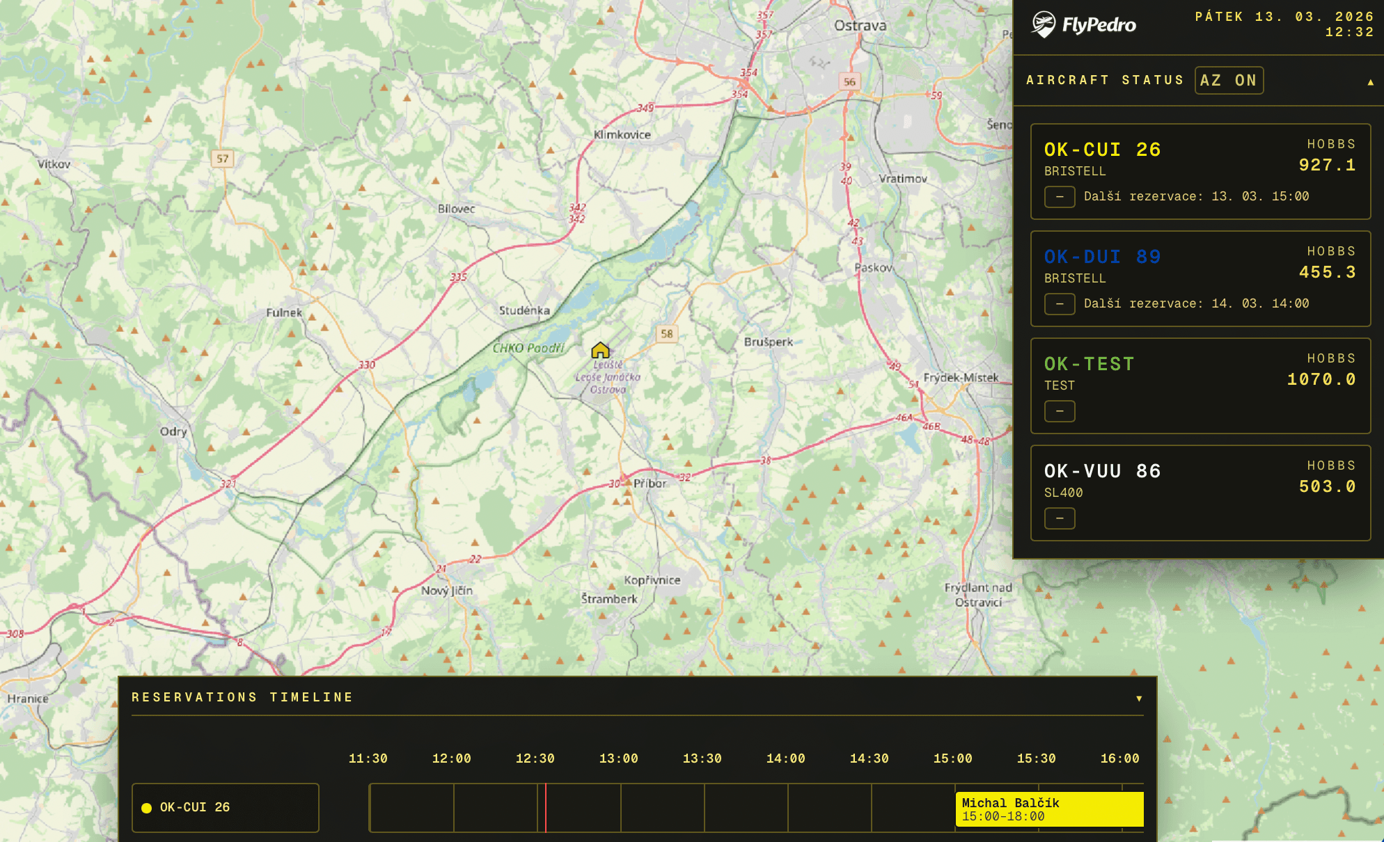 Screenshot briefingu FlyPedro